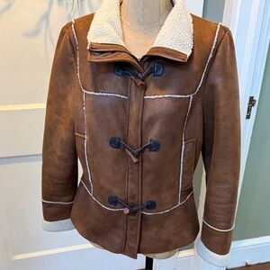 Andrew Marc Brown Teddy Jacket with Cream Accents